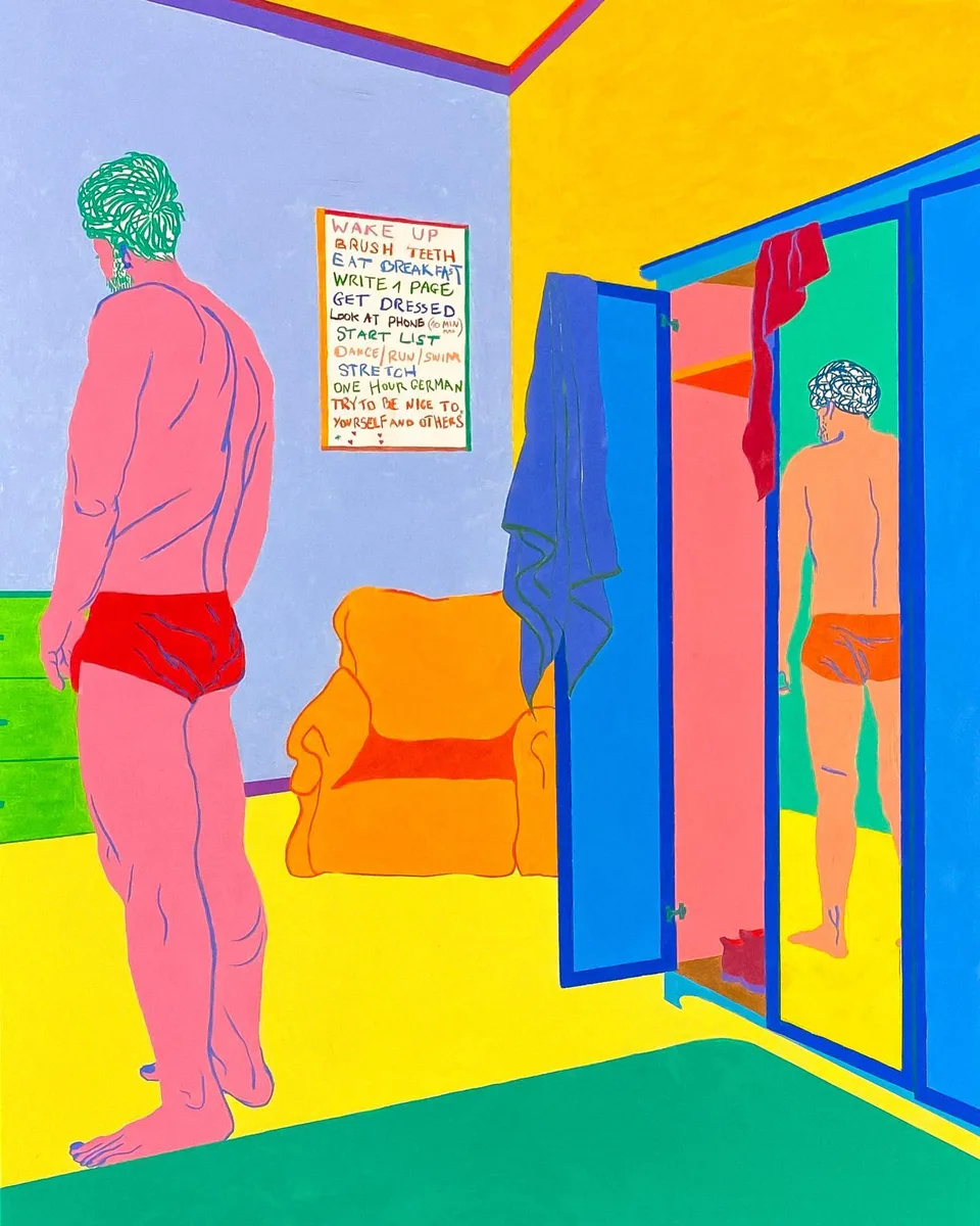 Navot Miller, Zach’s to do List, 2020, Water-soluble wax pastel on paper