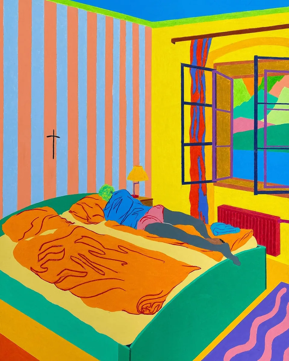 Navot Miller, Zachary in Priest Guesthouse in Salzburg, 2020, Water pastel on paper