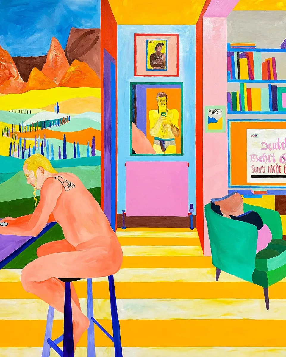 Navot Miller, Samuel in Alex’s kitchen in Tuscany, 2021, Oil on canvas