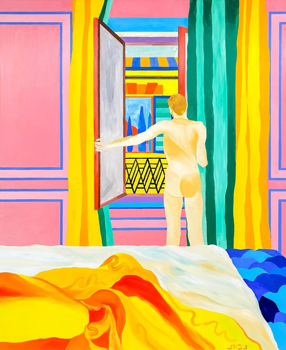 Navot Miller, Riccardo in suite in hotel Pierre in Florence, 2021, Oil on canvas