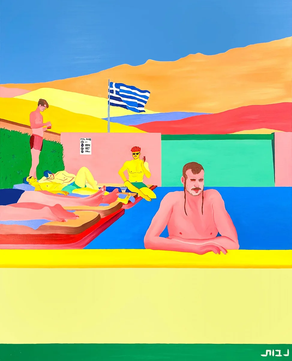 Navot Miller, Willi the 2nd with Peyes in Athens, 2021, Oil on canvas