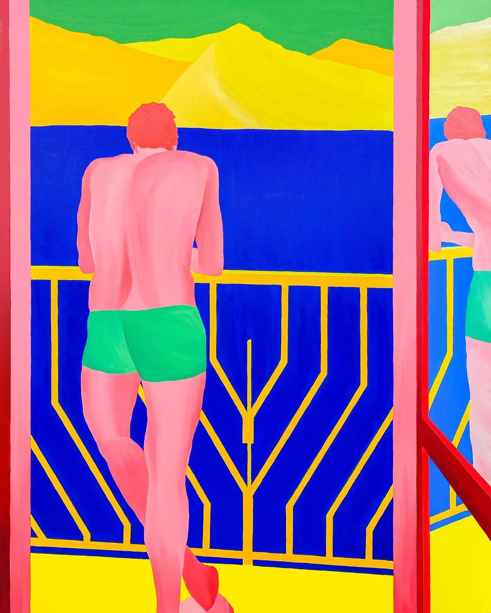 Navot Miller, Boy on Balcony Remake, 2021, Oil on canvas