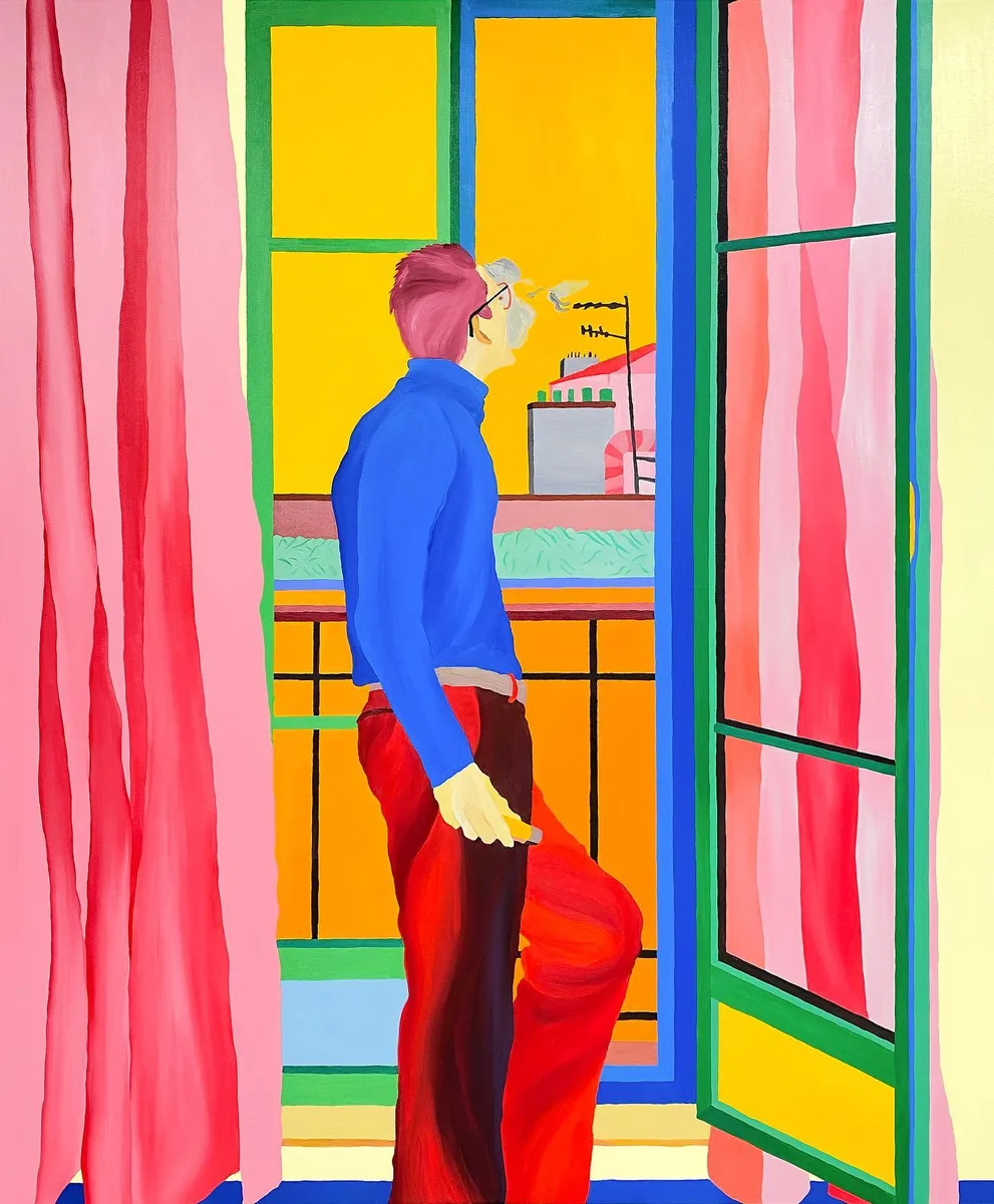 Navot Miller, Robert smokes in Paris, 2021, Oil on canvas