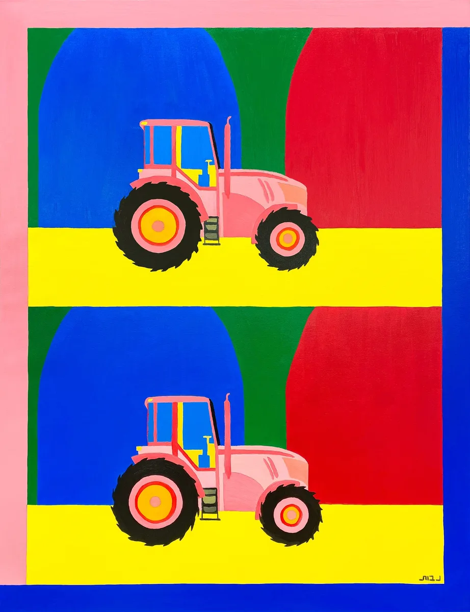 Navot Miller, A pink John Deere, 2021, Oil on canvas