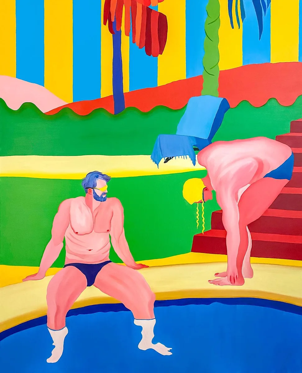 Navot Miller, Swimming pool in casa Biulù, 2022, Oil on canvas