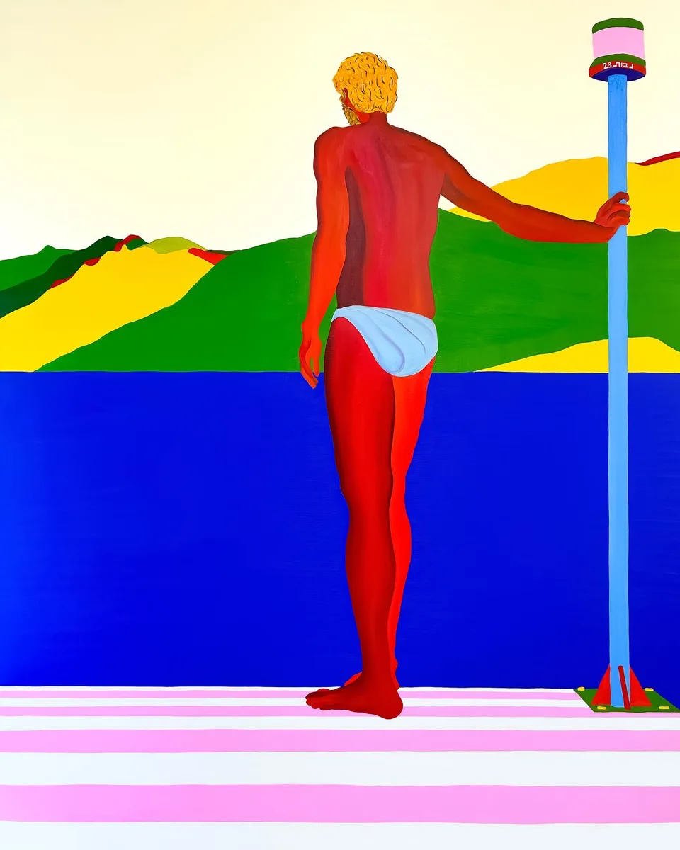 Navot Miller, Eren about to jump in Varrena, 2023, Oil on canvas