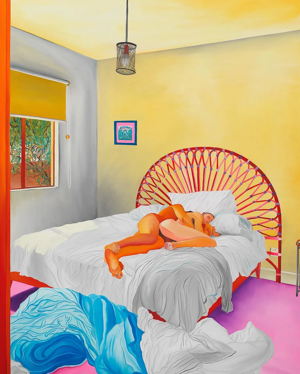 Navot Miller, Schalfstunde (Mauricio & Navot in CDMX), 2025, Oil on linen