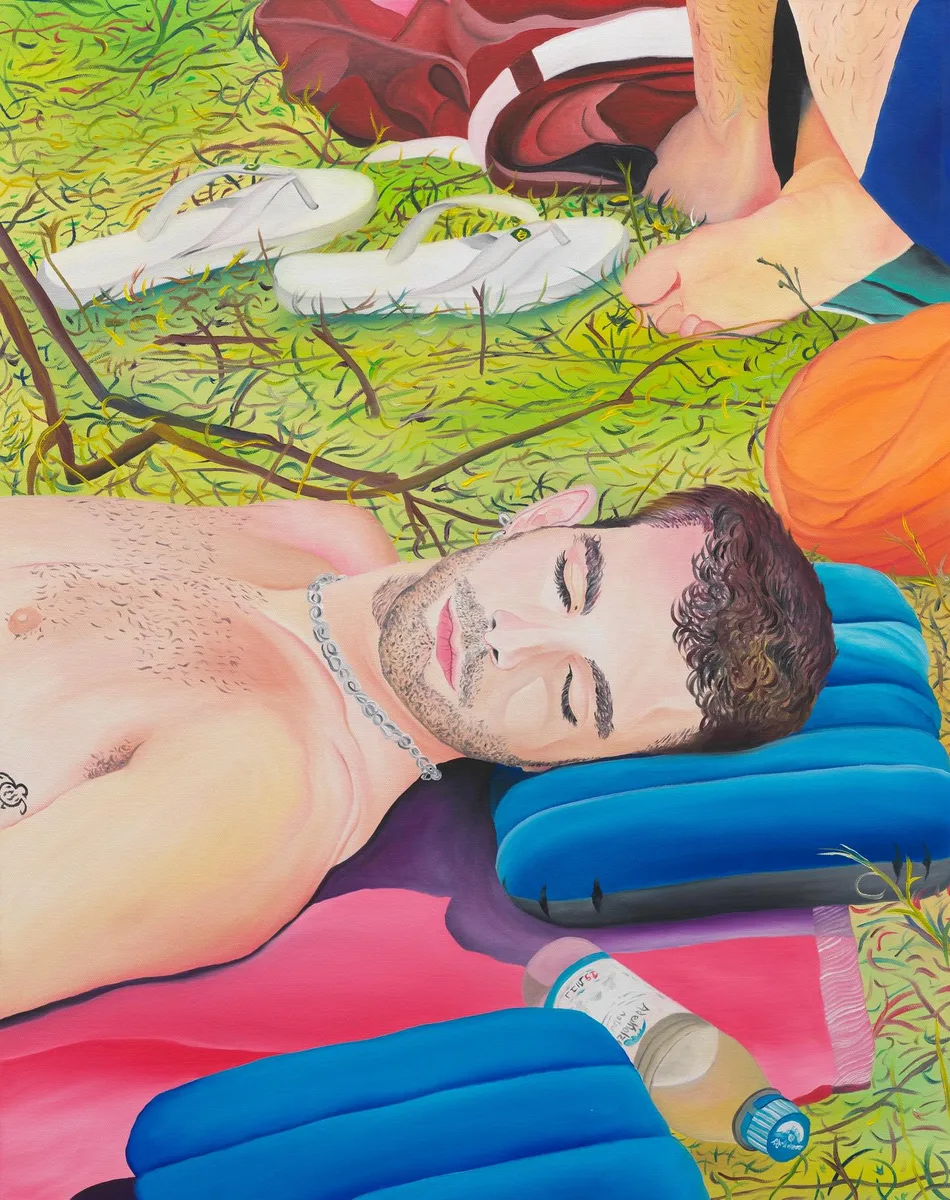 Navot Miller, Jan asleep on the grass, 2025, Oil on canvas