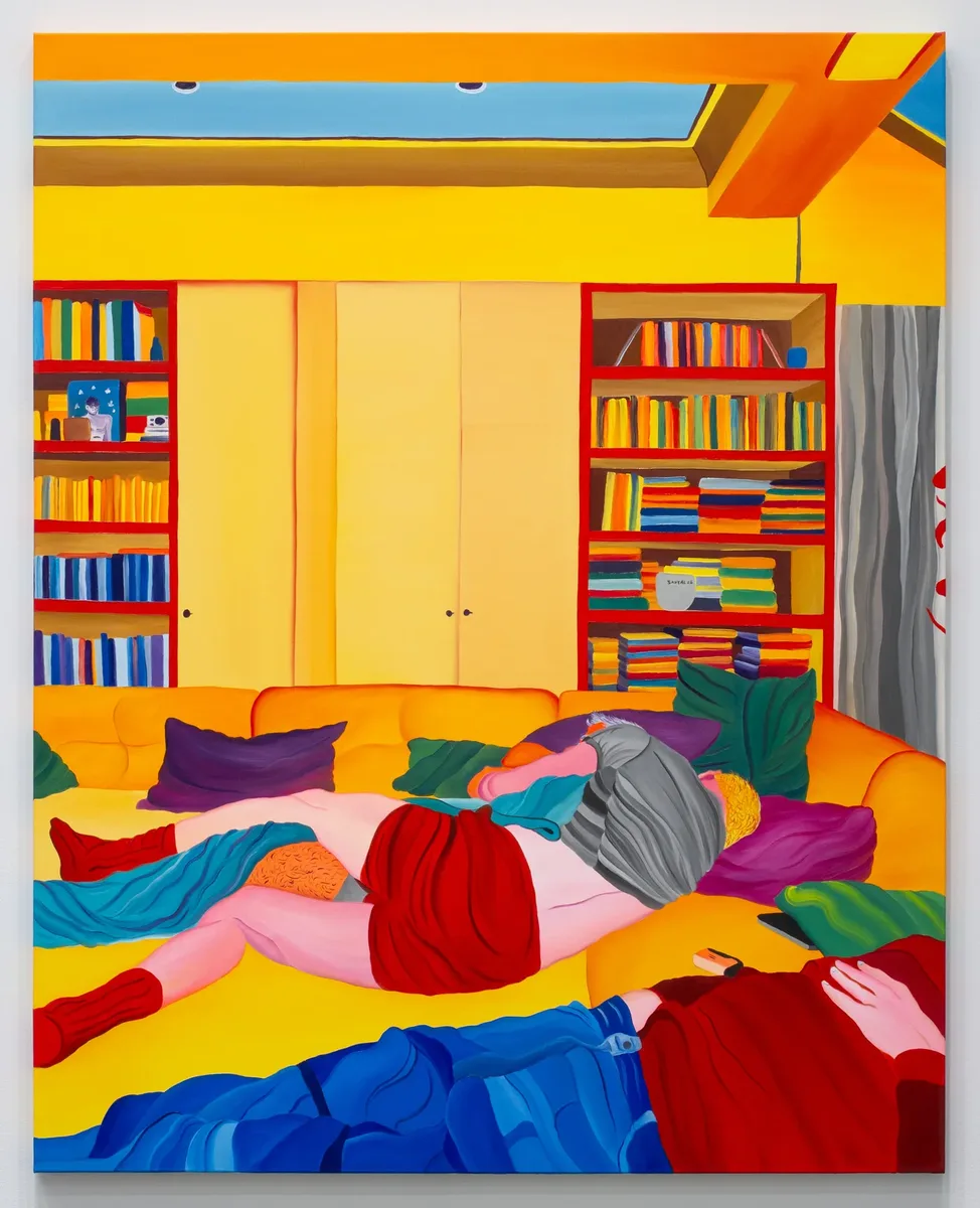 Navot Miller, Benj, Mick and Jake Asleep in the Penthouse in the Upper West Side, 2025, Oil on canvas