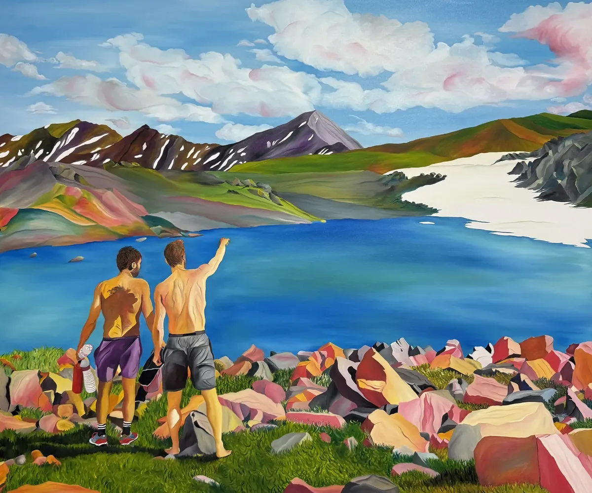 Navot Miller, Iñigo and Javi in the French Alps, 2025, Oil on canvas