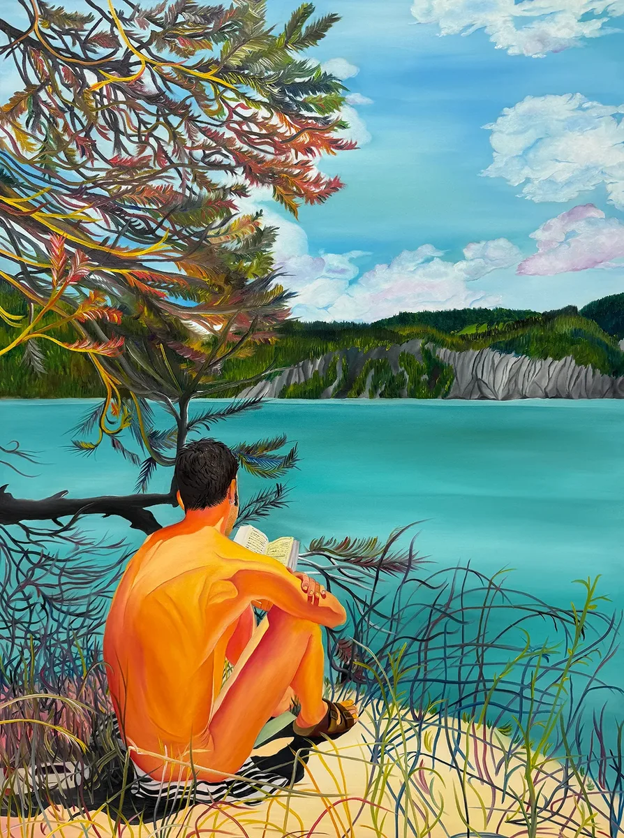 Navot Miller, Iñigo in Lac de Serre-Ponçon, 2025, Oil on canvas