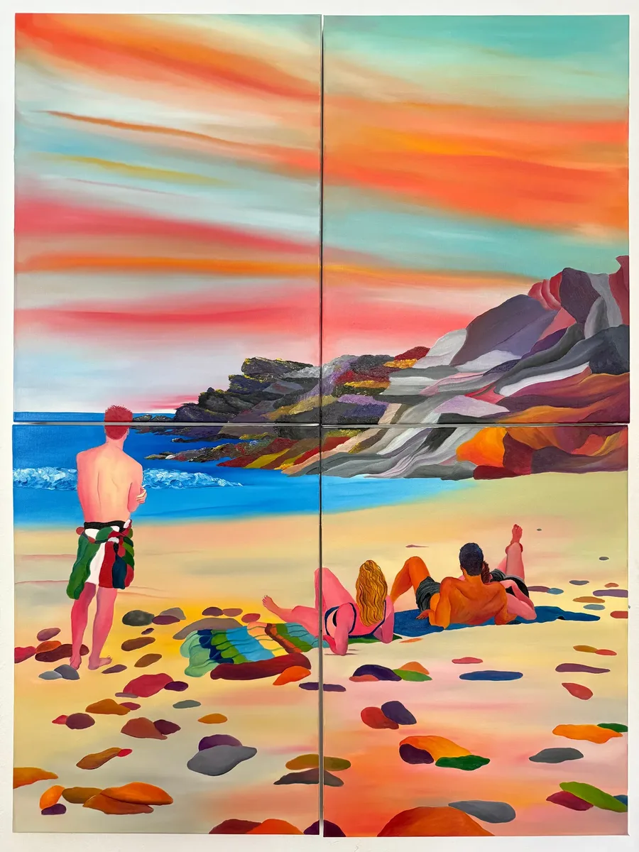 Navot Miller, The Sunset, 2025, Oil on canvas, four elements