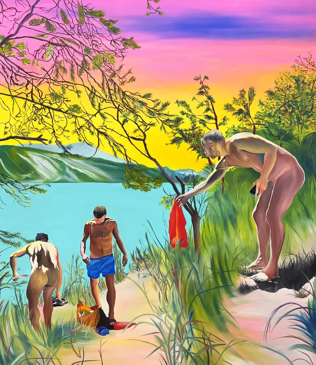 Navot Miller, Arto, Iñigo & Javi in Lac de Serre Ponçon, 2026, Oil on linen
