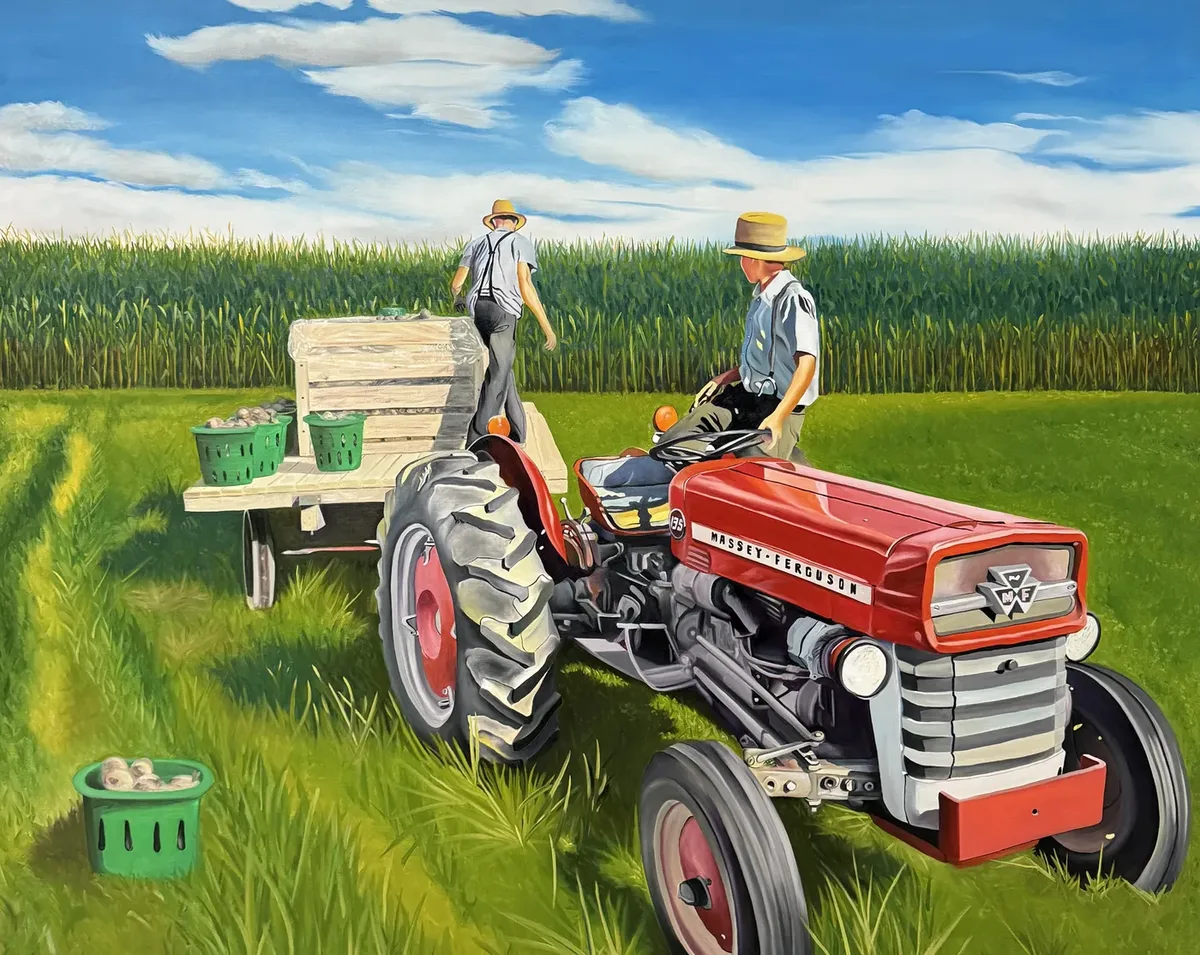 Navot Miller, Josh & Merv in the Farm, 2026, Oil on linen