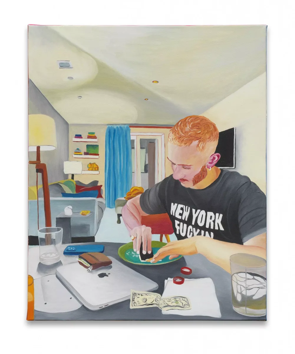 Navot Miller, Crushing coke in Chelsea, 2025, Oil on canvas