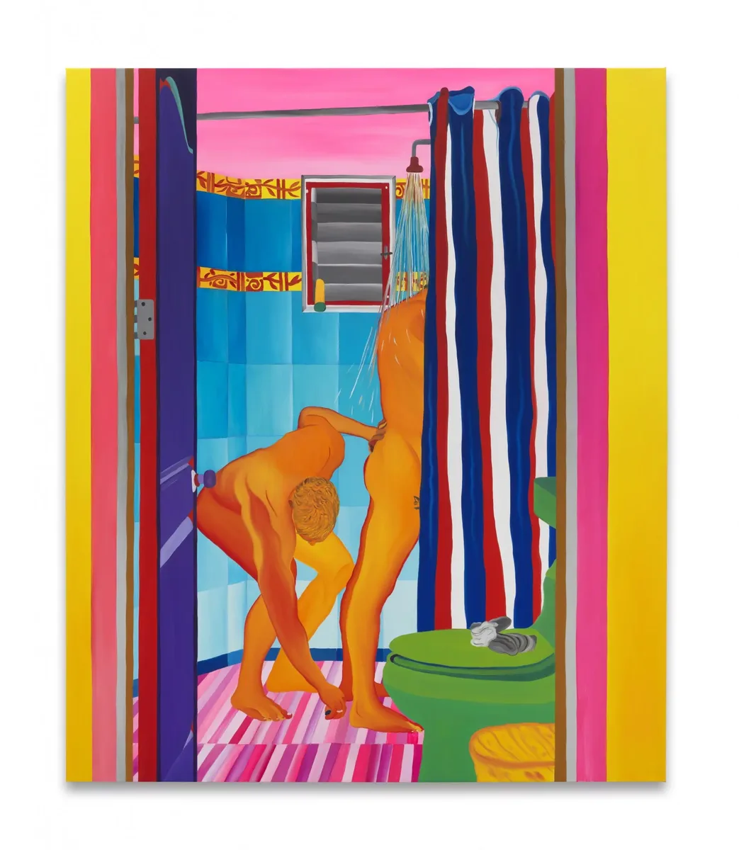 Navot Miller, The Shower (Kevin & Elliot in Zipolite), 2025, Oil on linen