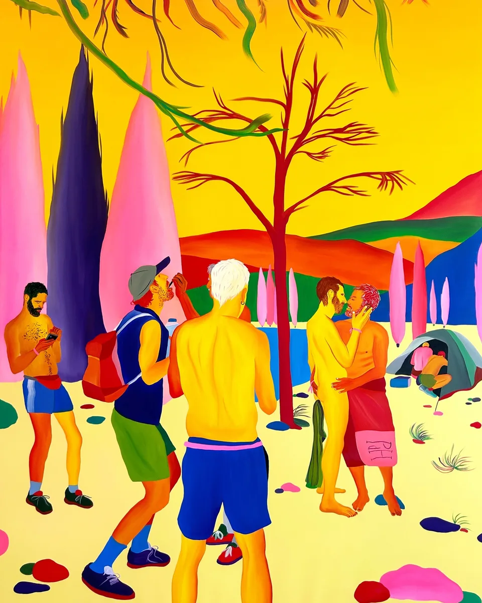 Navot Miller, Javi and Diego in Whole Festival, 2024, Oil on canvas