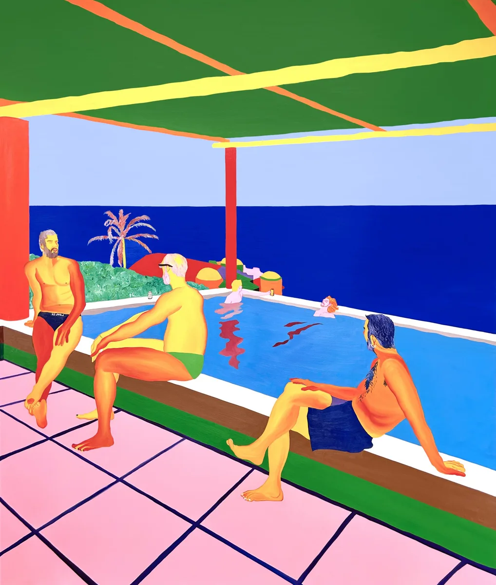 Navot Miller, Nadav and Alex in Zipolite, 2023, Oil on canvas