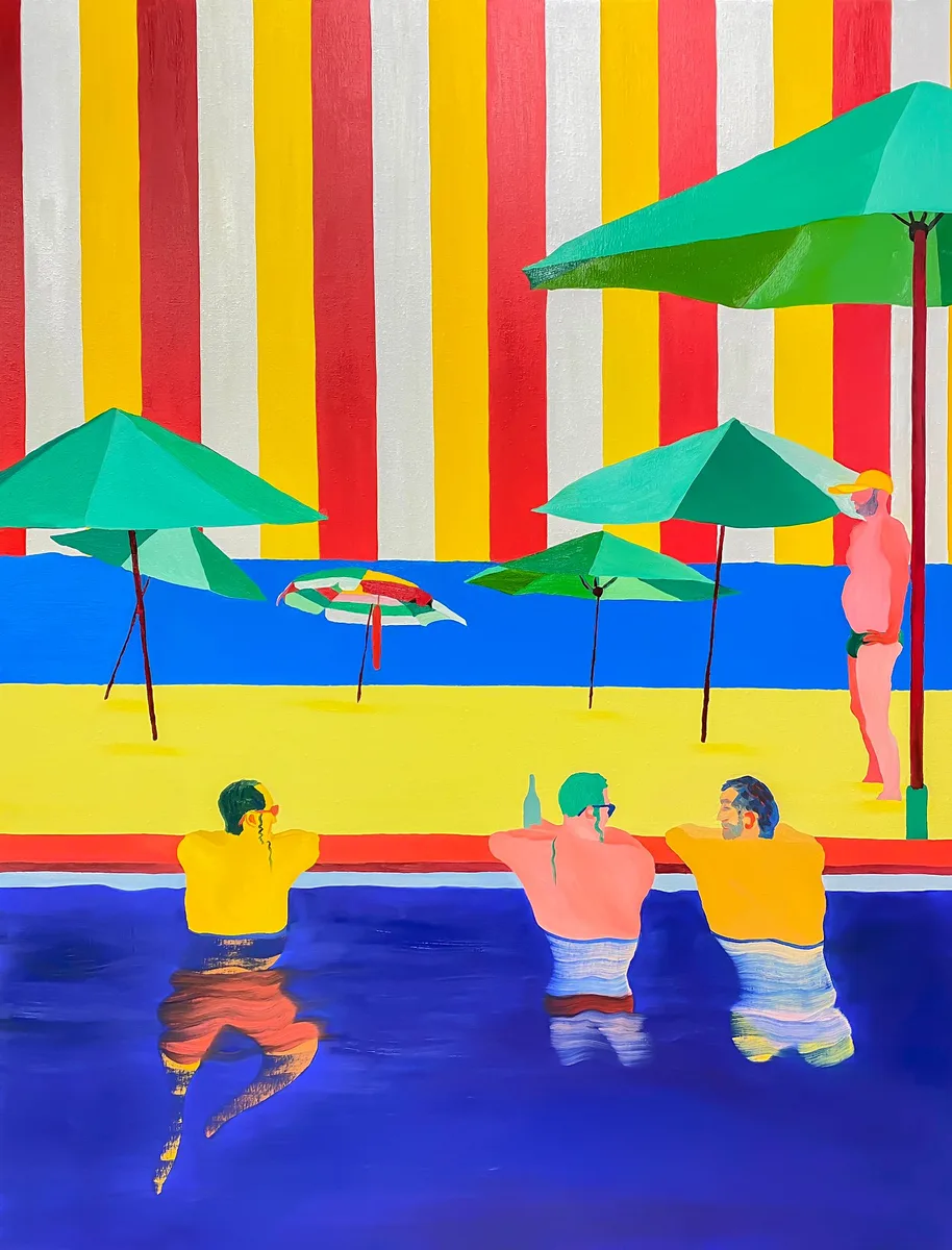 Navot Miller, Men in hotel nude, 2022, Oil on canvas