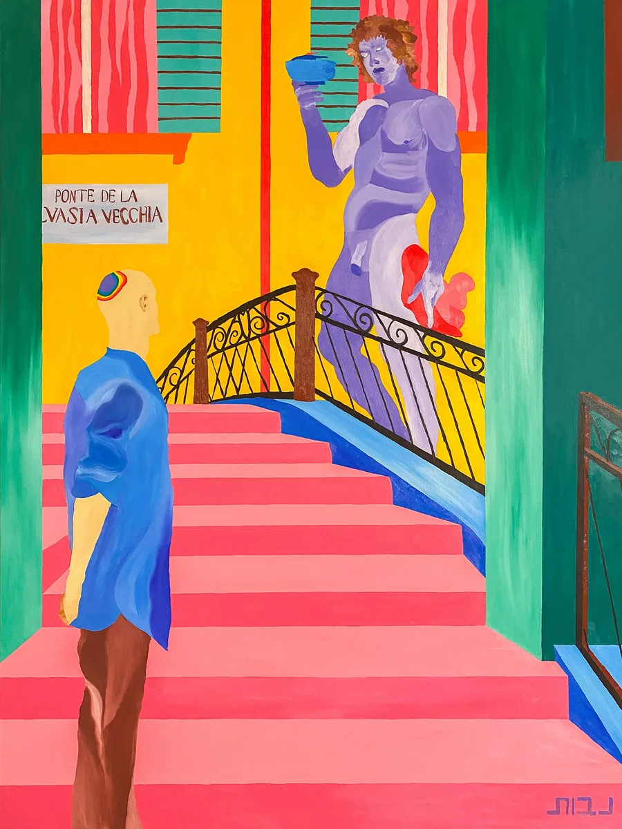 Navot Miller, Michele in Four Seasons Hotel in Venice, 2021, Oil on canvas
