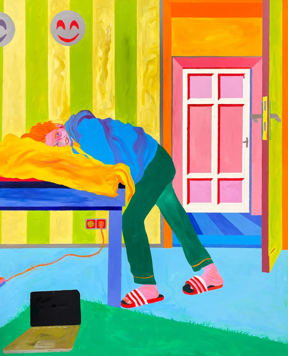 Navot Miller, Giulia in her room with Alex’s artworks, 2021