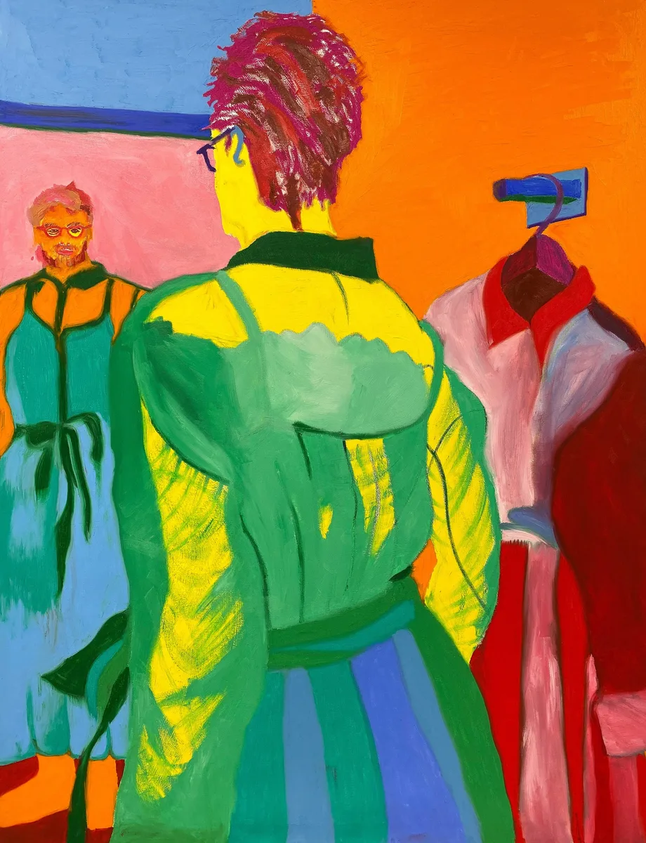 Navot Miller, Joshua Kerry tries out designer dress in Galeries Lafayette, 2021